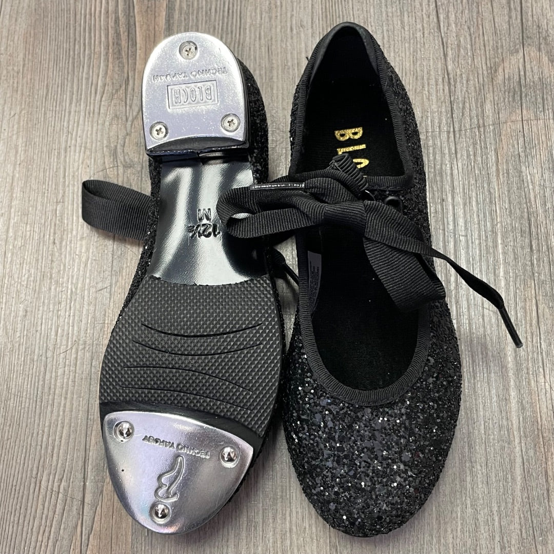 Glitter Black Bloch Tap Shoes, 12.5Y