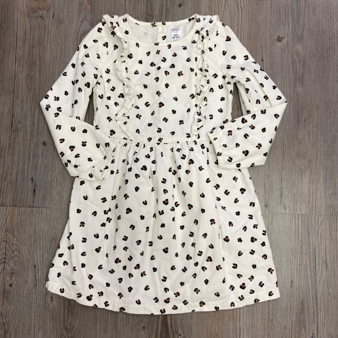 Leopard Carters LS Coduroy Dress, 6Y