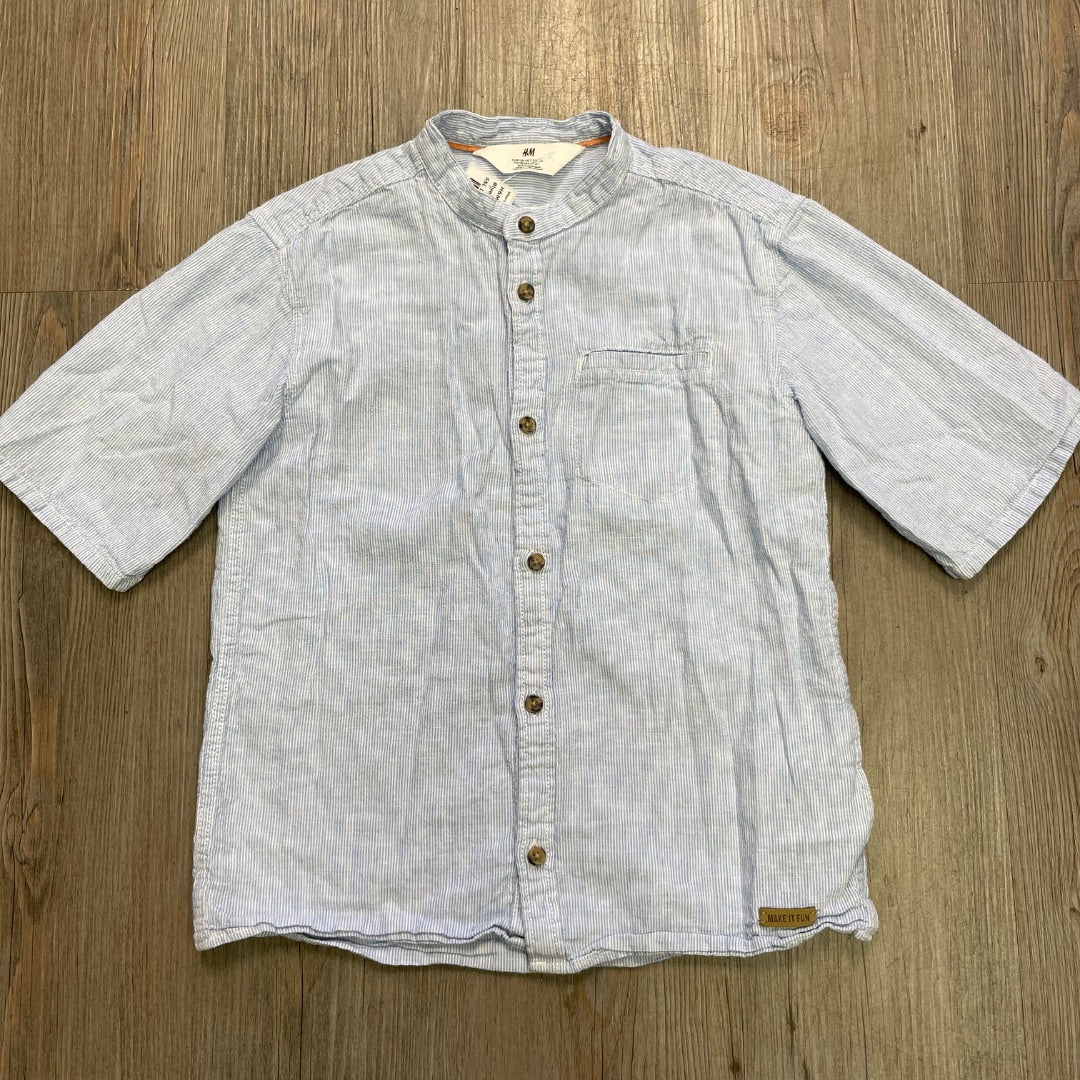 Blue H&M SSL Linen Blend Shirt, 7-8Y