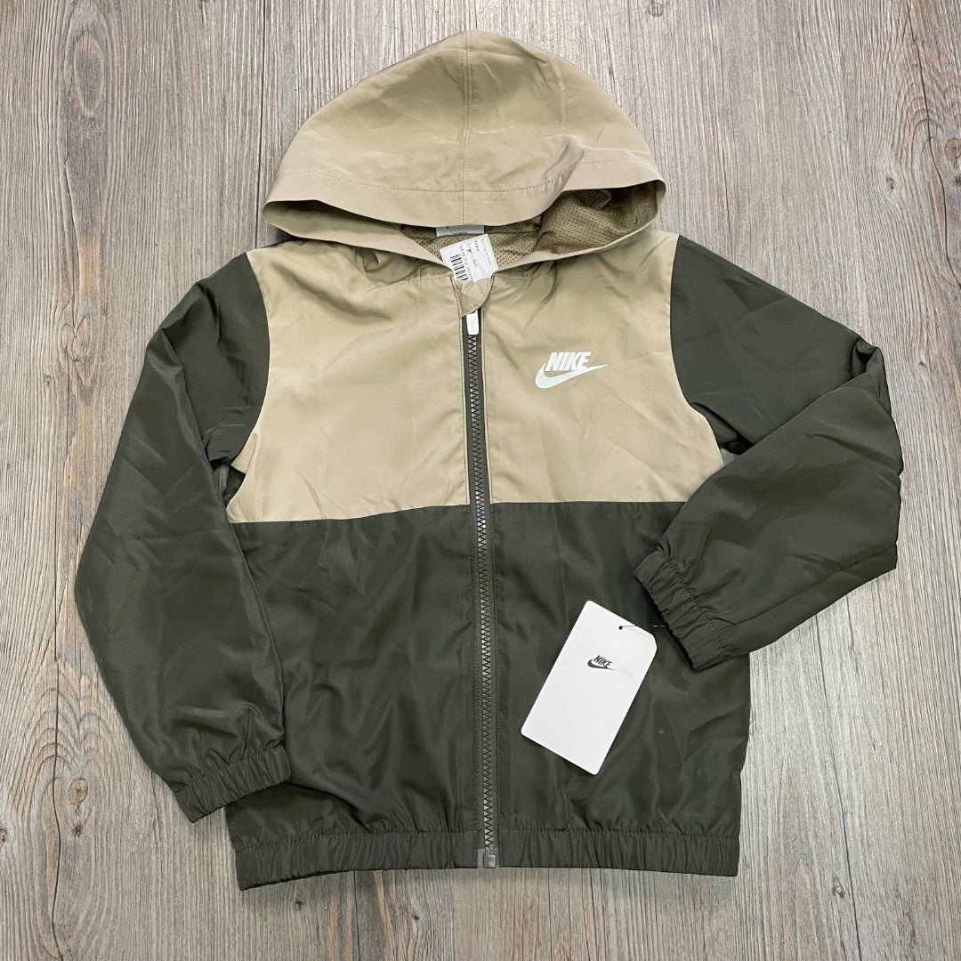 Green,Tan Nike NEW Zip Hooded Mesh Lined jacket, 3-4Y
