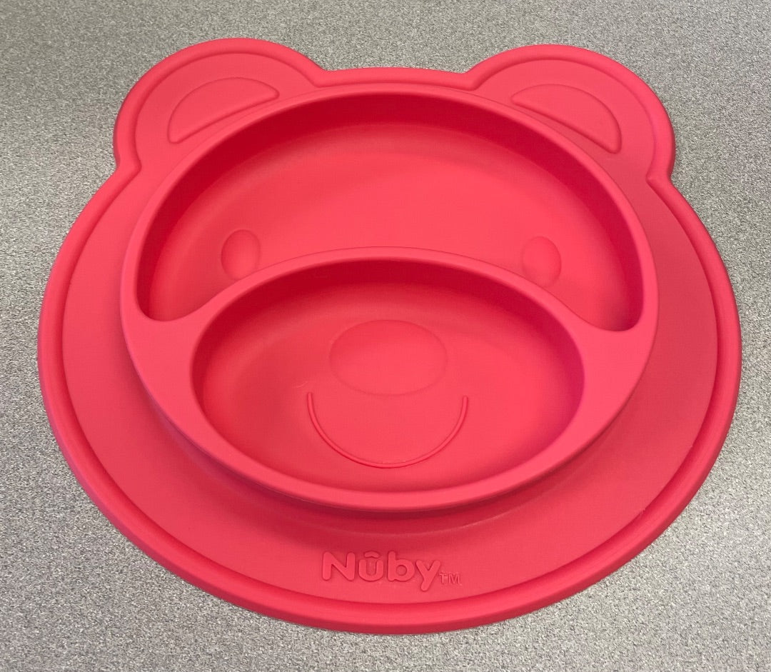 Red Nuby Silicon Kids Plate, Pre-owned