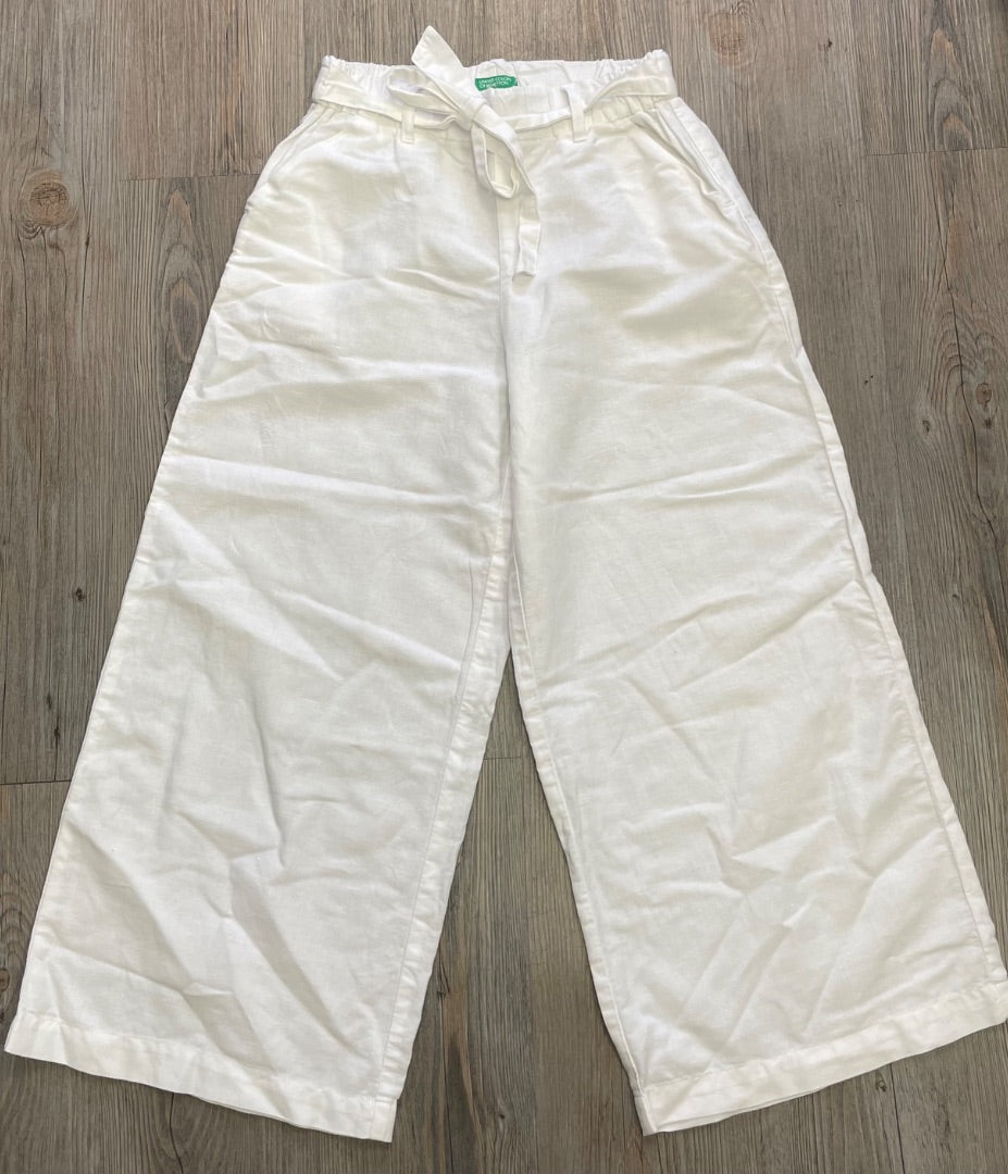White United Colors Of benetton Wide Linen Pants, 9Y