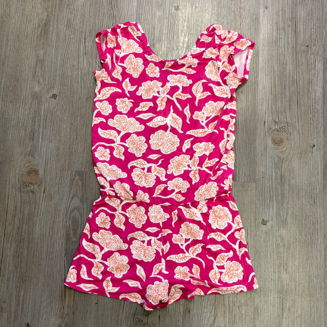 Pink Floral Hatley Romper, 8Y