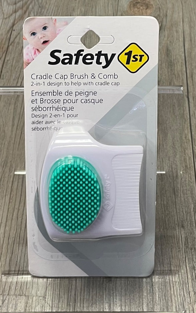 White Safety 1ST Cradle Cap Brush & Comb, Small