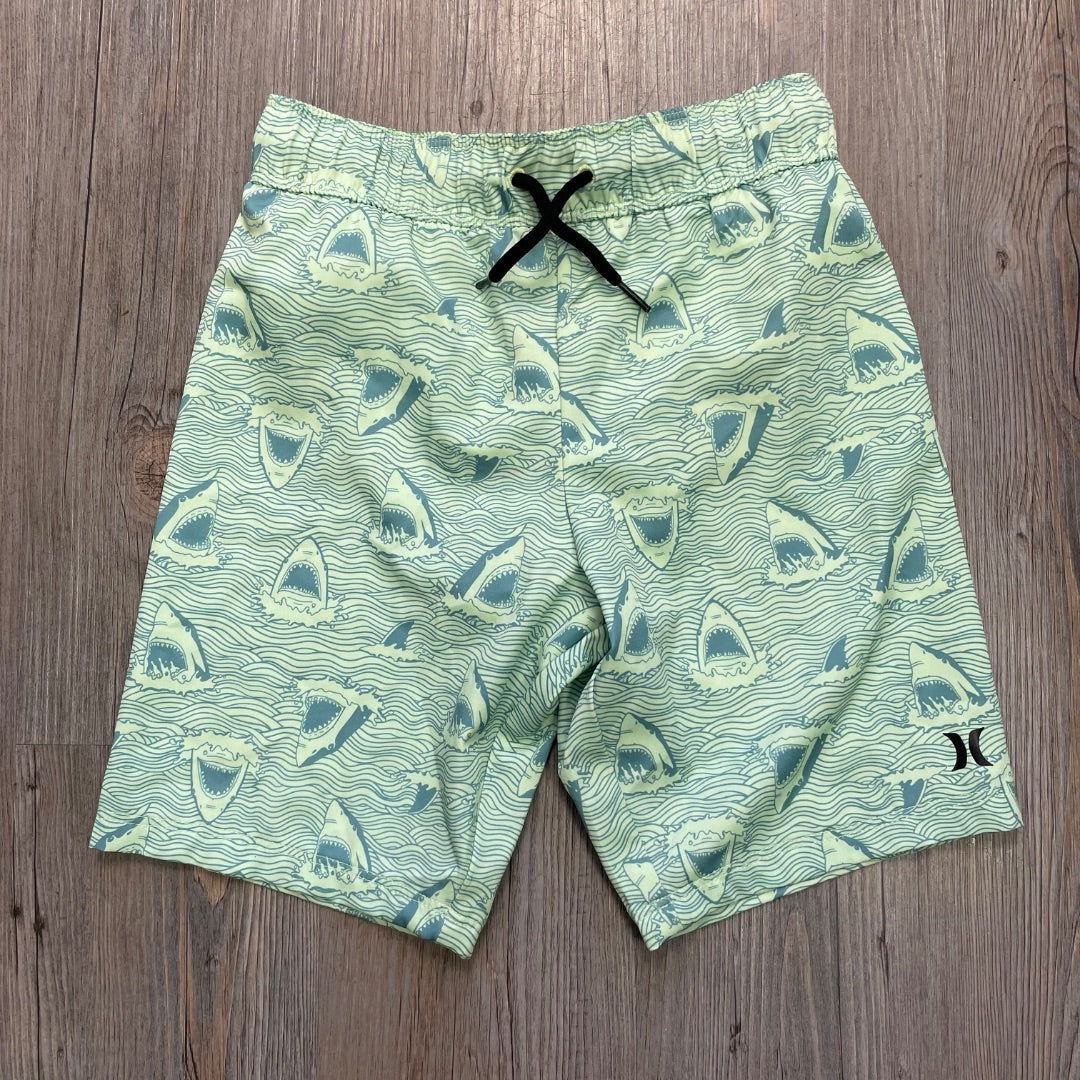Shark Print Hurley Swimming Shorts, 7-8Y