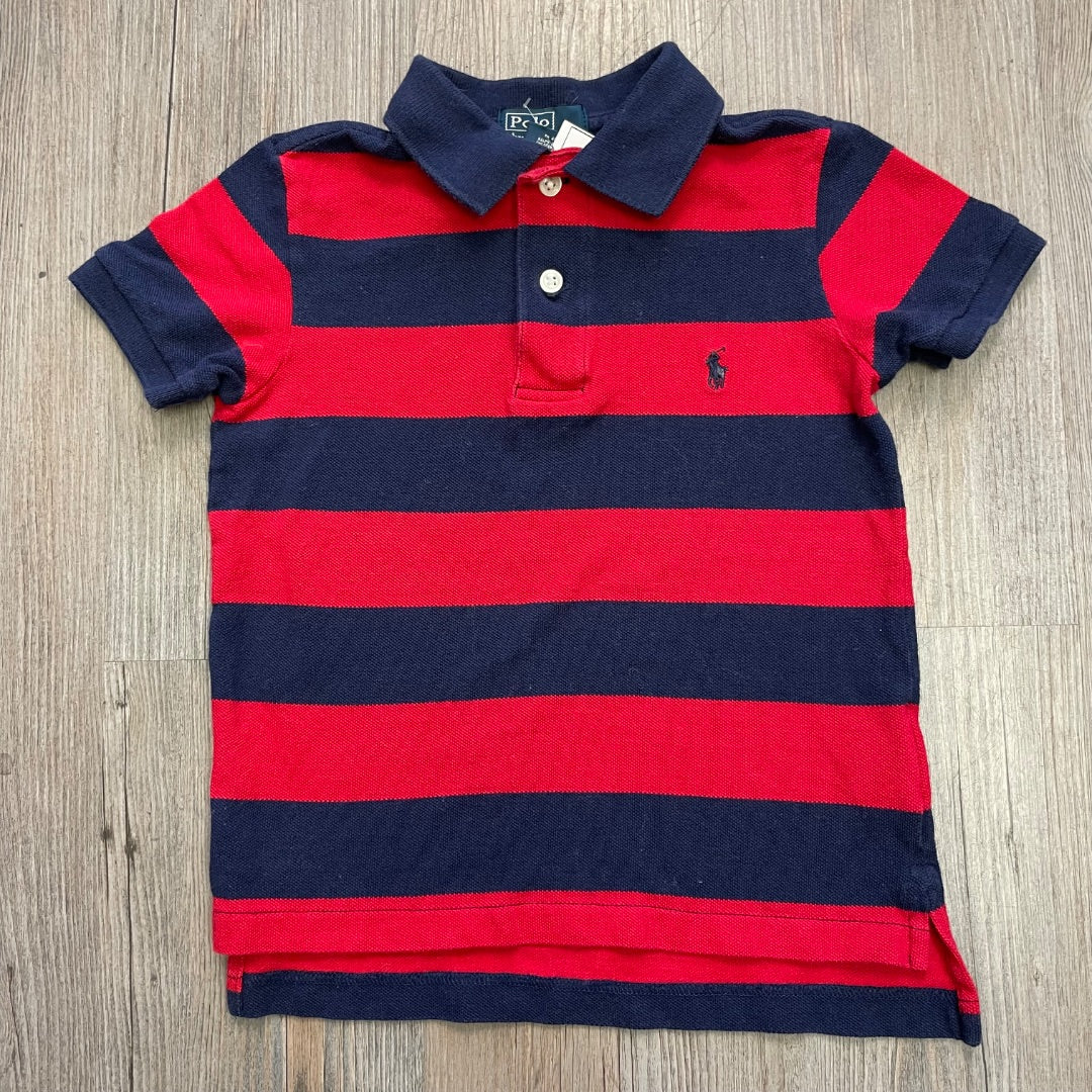 Red Navy Stripe Ralph Lauren SSL Polo, 4Y