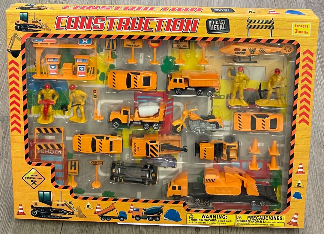 Yellow Die Cast Construction Set, NEW!