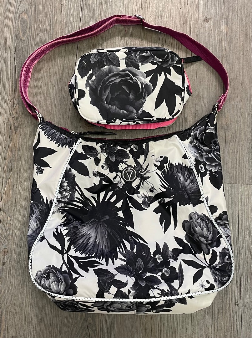 Black & White Floral Ivivva Weekender Bag Set, Pre-owned