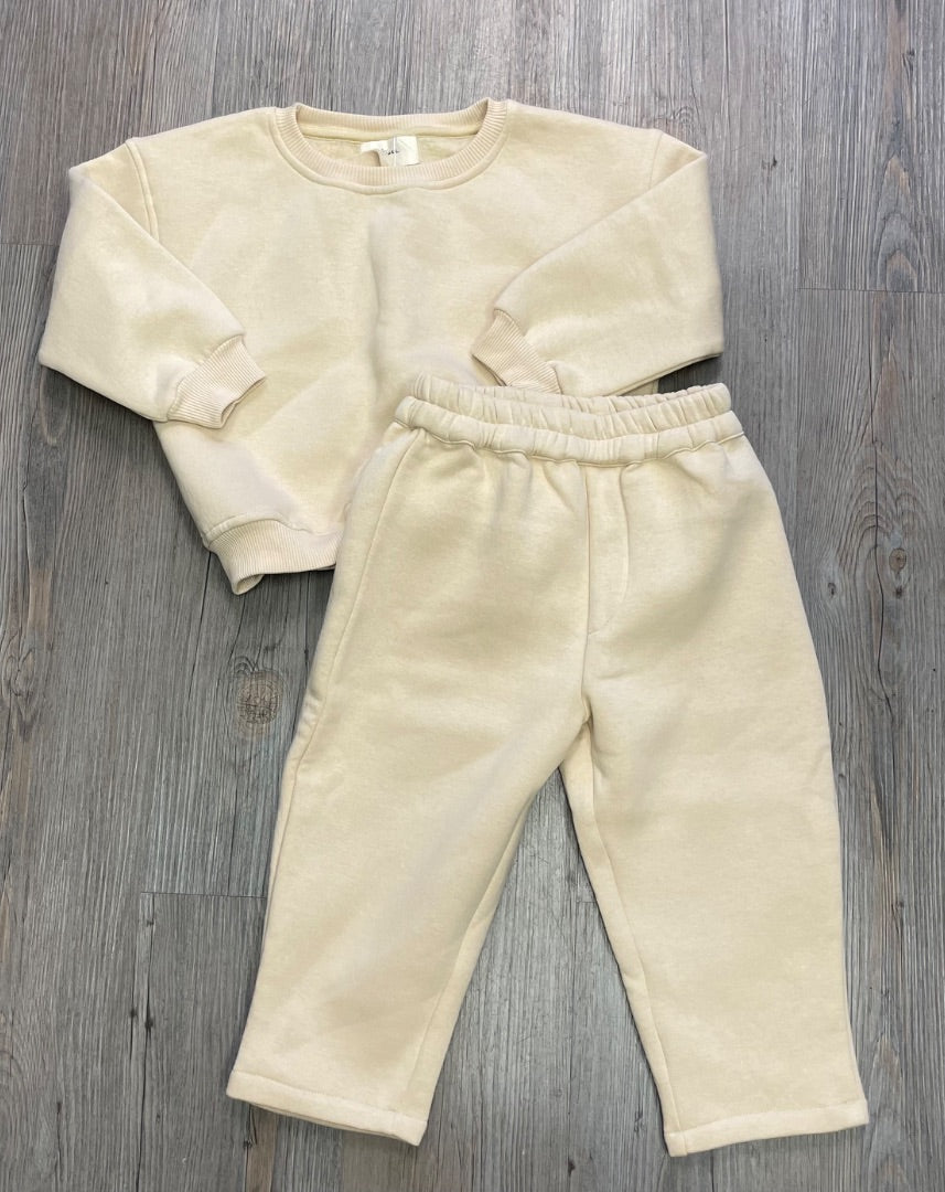 Beige Ayuna Sweat Set, 2Y
