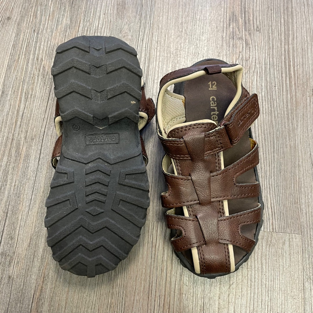 Brown Carters PleatherSandals, 12Y
