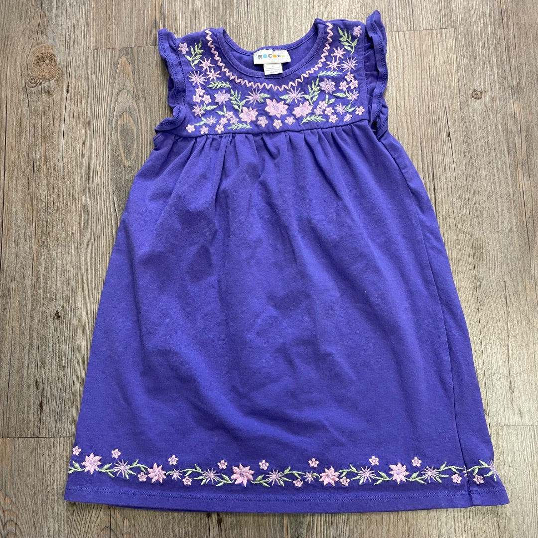 Purple Rococo Embroidered Dress, 6Y