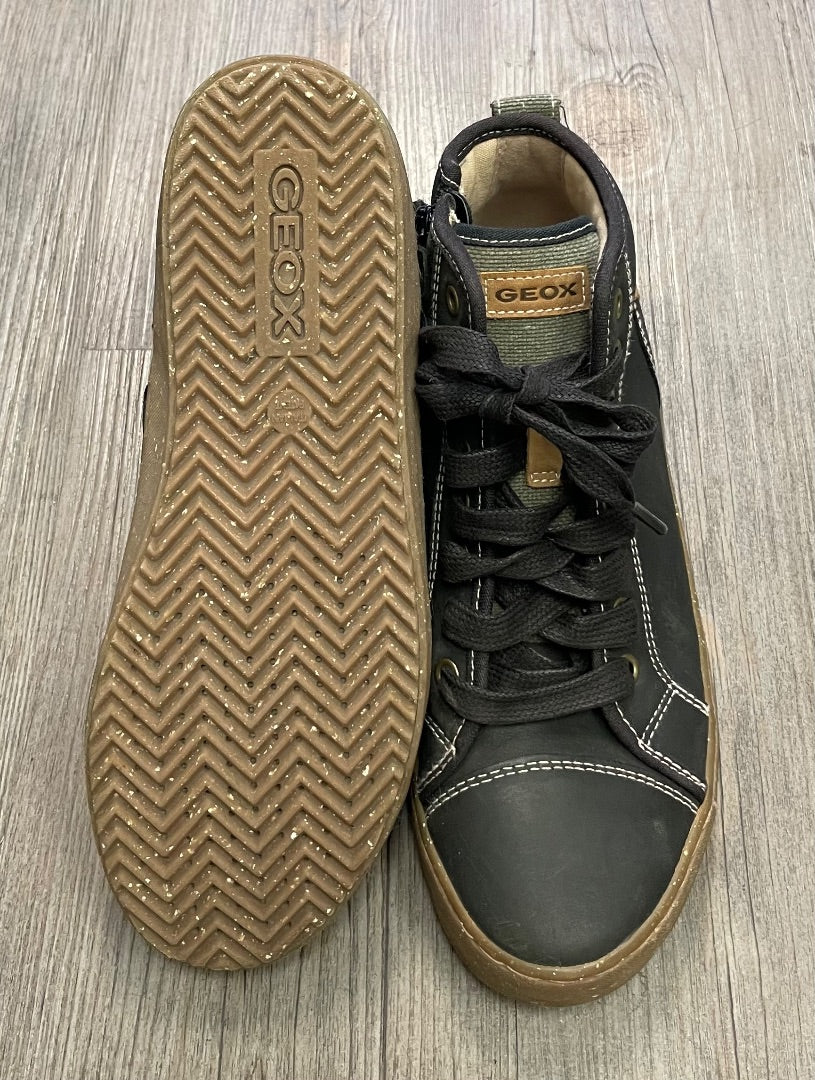 Charcoal Geox Side Zipper Lace Up Hightop, 5Y