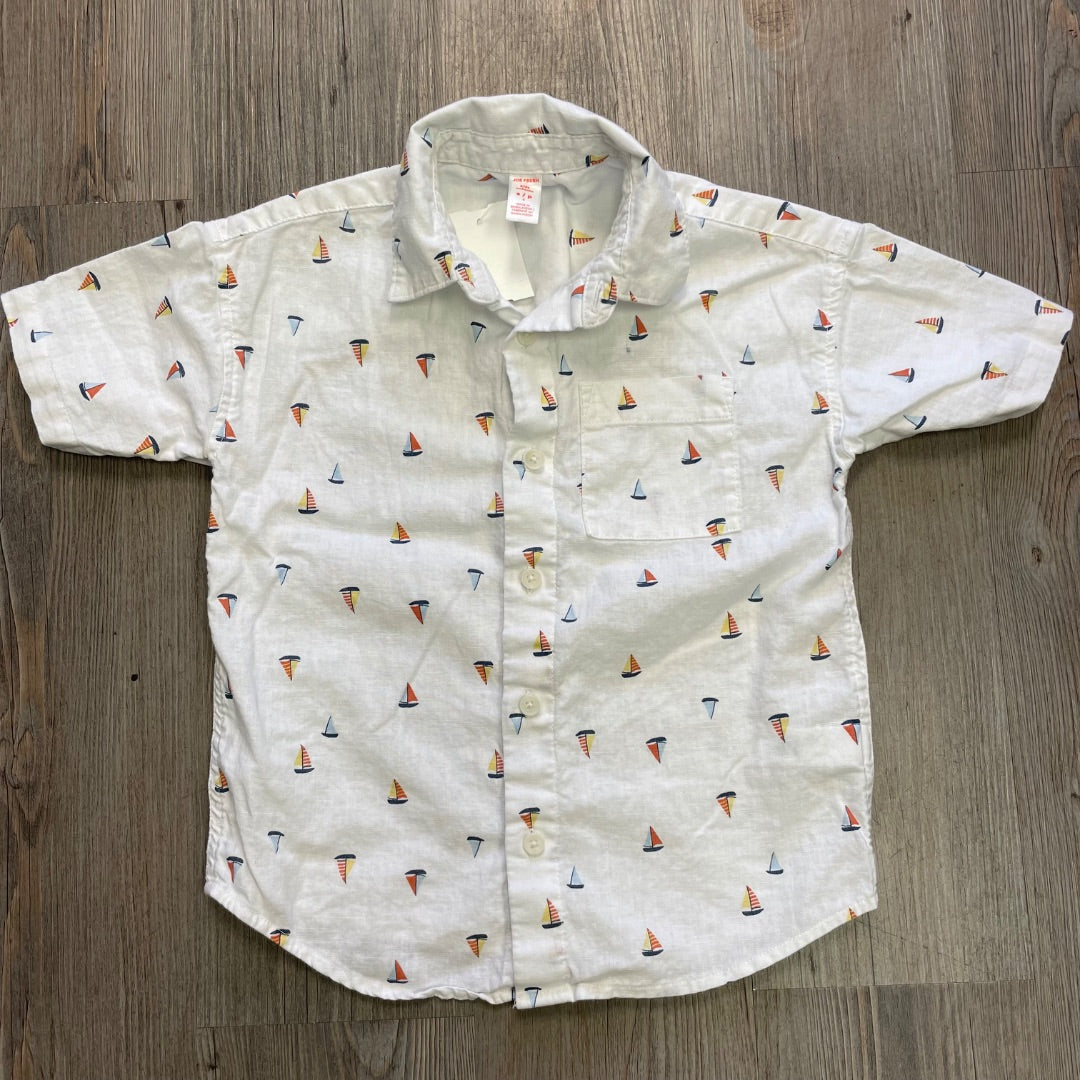 Sail Boat Print Joe Fresh Linen Blend Shirt, 6Y