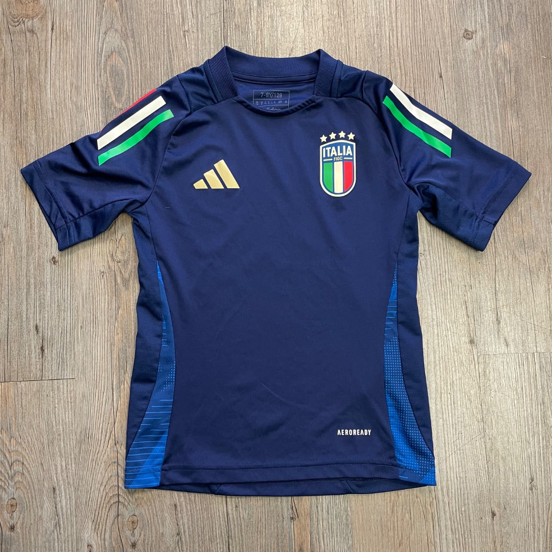Navy Adidas Italy Soccer Jersey, 7-8Y