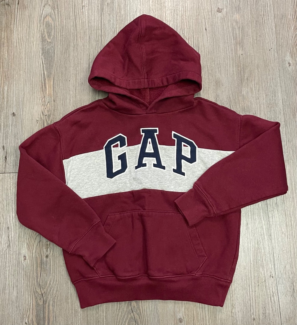 Maroon/Grey Gap Pullover Hoodie, 6-7Y