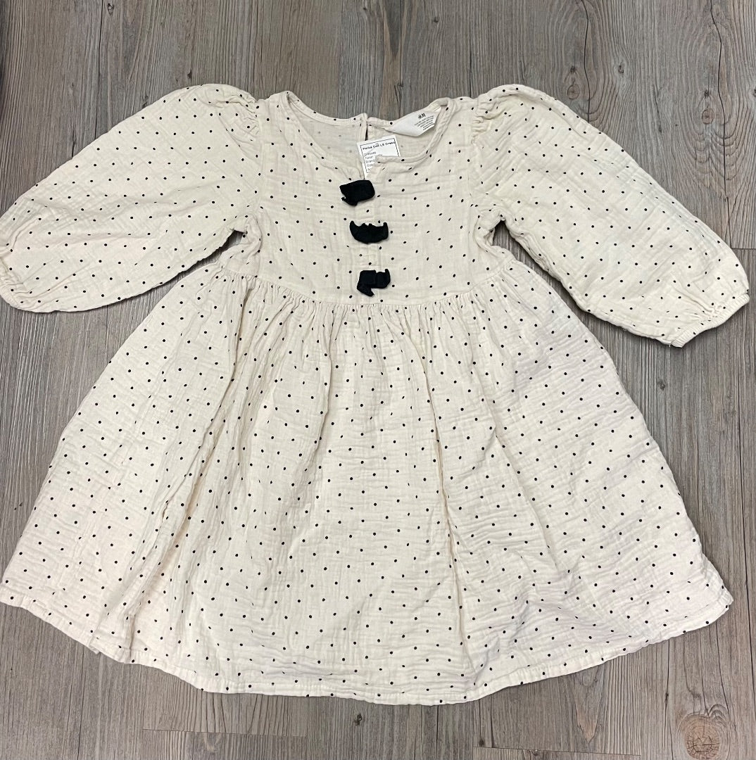 Ivory H&M Polka Dot LS Dress, 4-5Y