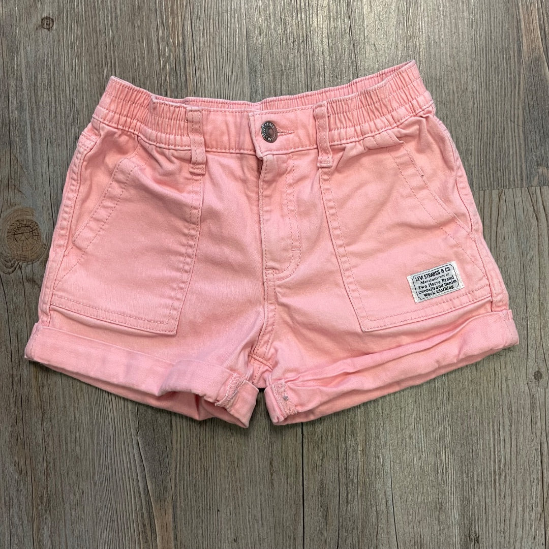 Pink Levis Elastic Waist Shorts, 7Y