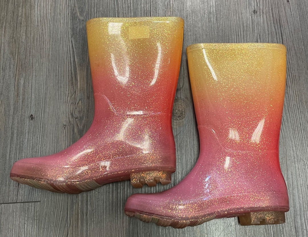 Gliter Yellow/Coral Cat & Jack Rain Boots, 3Y