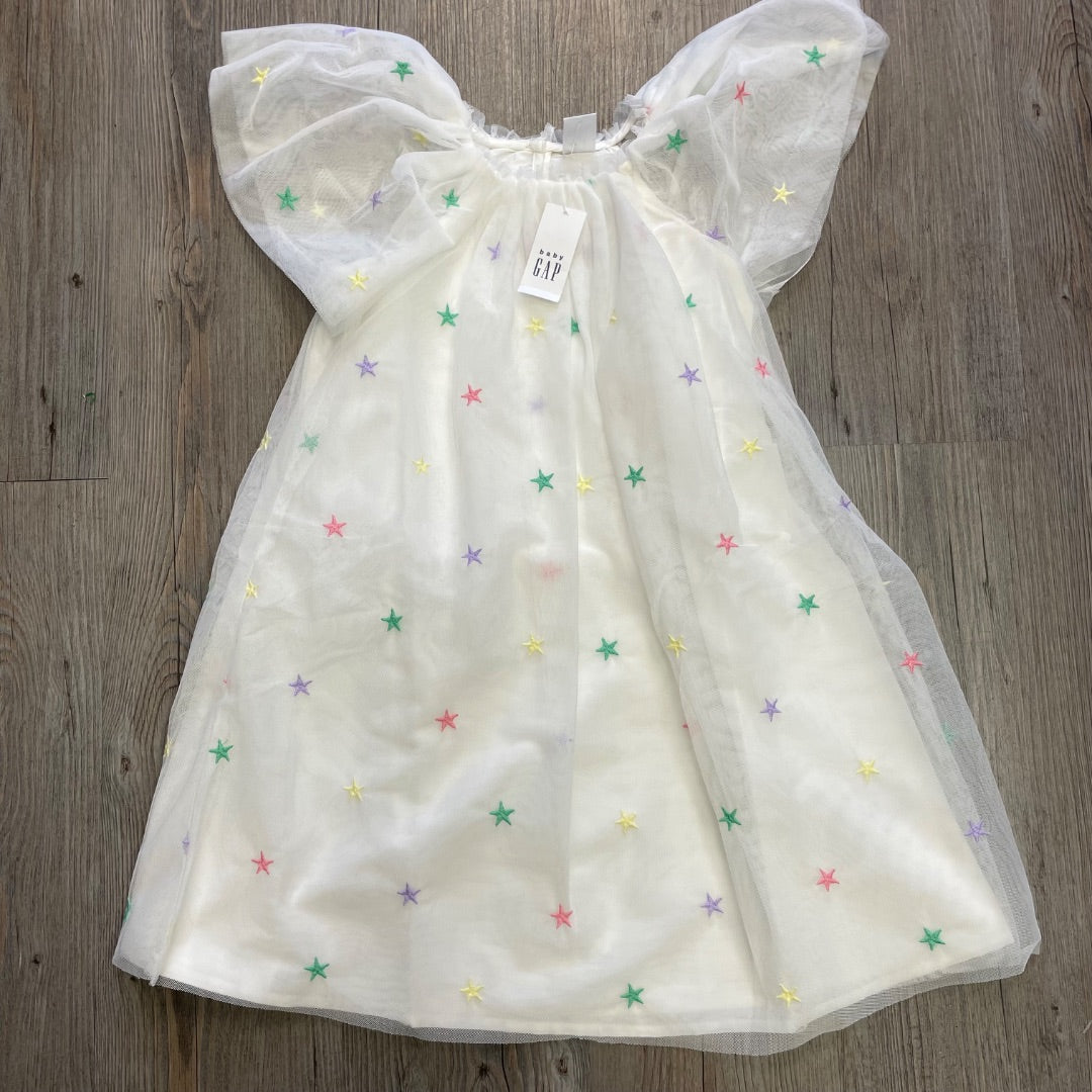 White Gap NEW Lined Embroidered Star Dress, 5Y