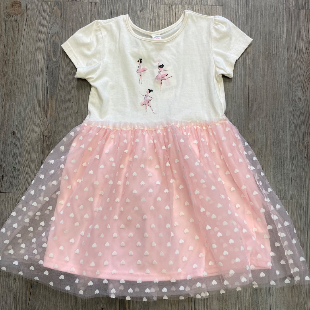 Beige Pink Yampi! NEW Ballerina Print Dress, 8Y