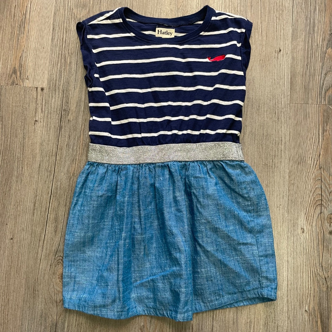 Navy Blue Hatley Stripe Dress, 5Y