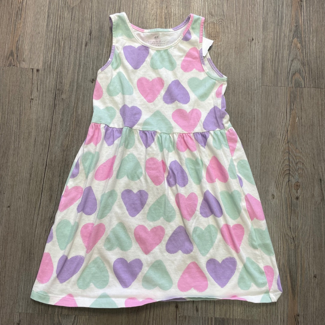 Multi Colour H&M Hearts Print Dress, 4-6Y
