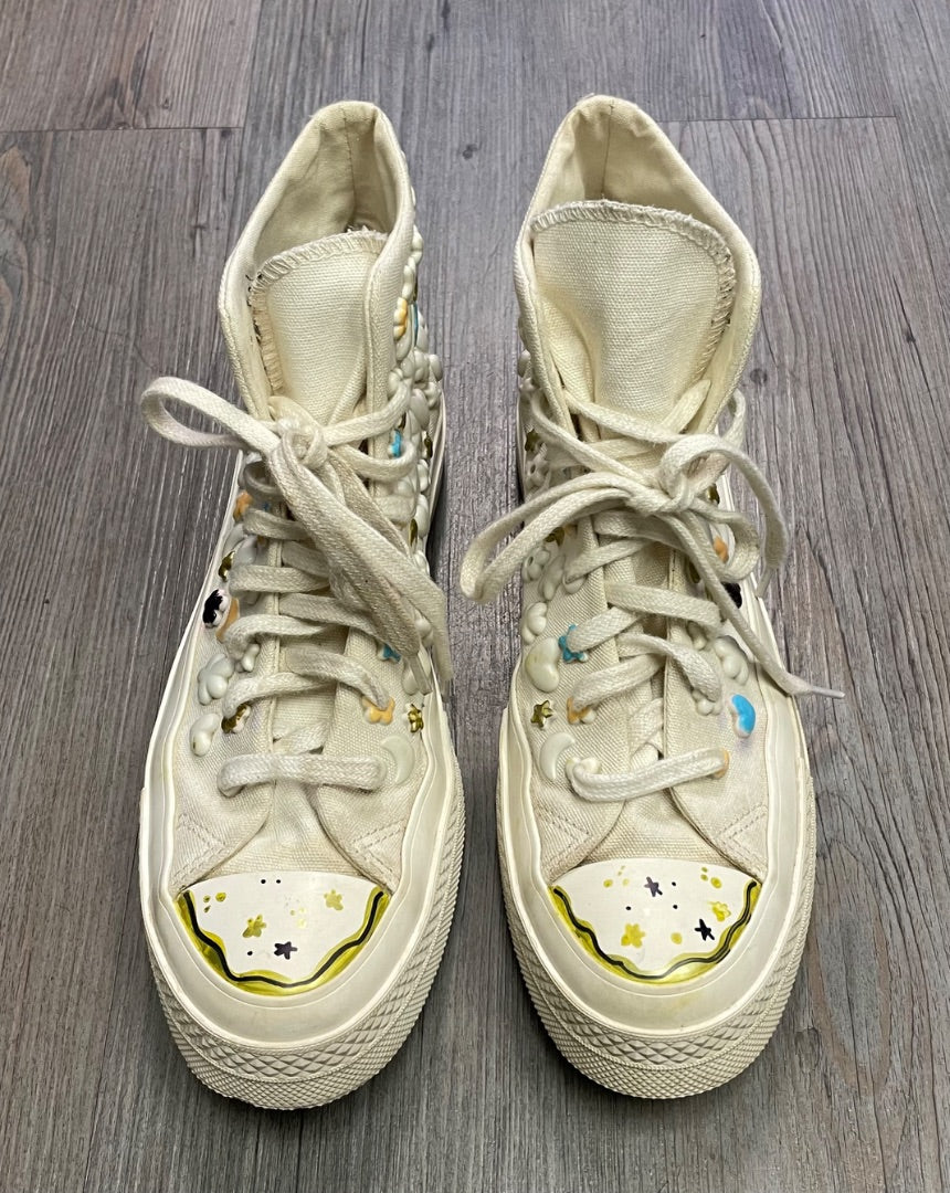 Ivory Converse Chuck Taylor Hightop Shoes, 9.5Y Ladies