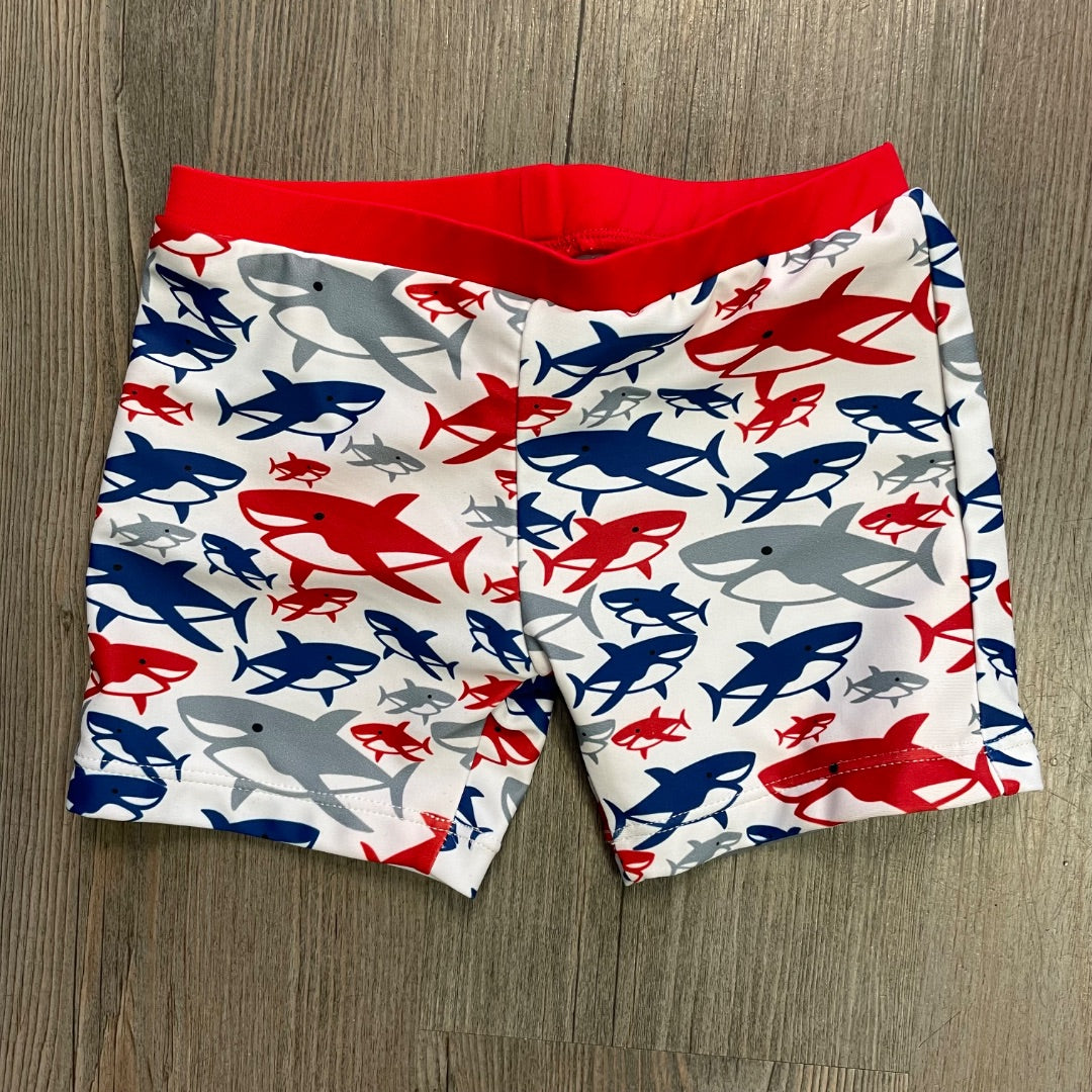 Shark Print Kavkas Swimming Shorts, 3Y