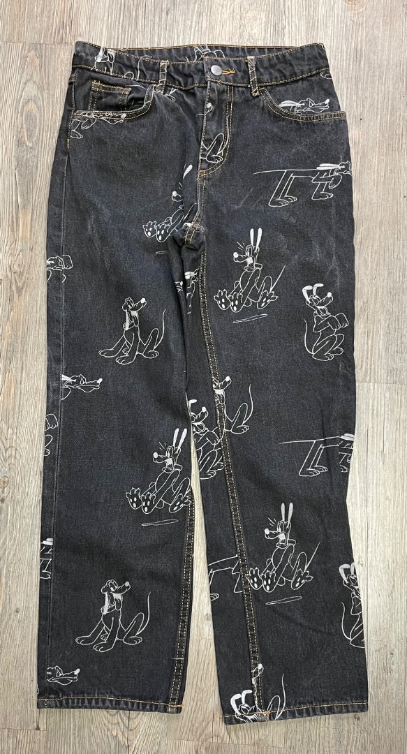Black H&M Wide Leg Disney Jeans, 12-14Y