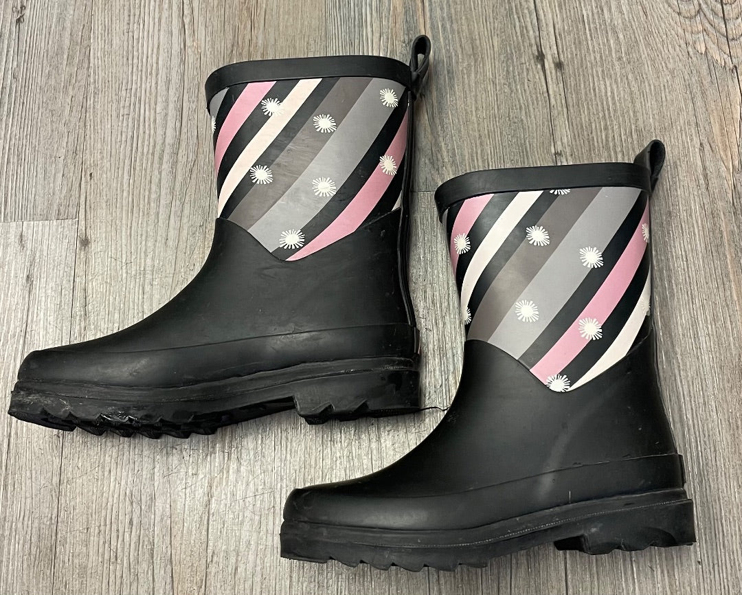 Black Ripzone Rain Boots, 13Y