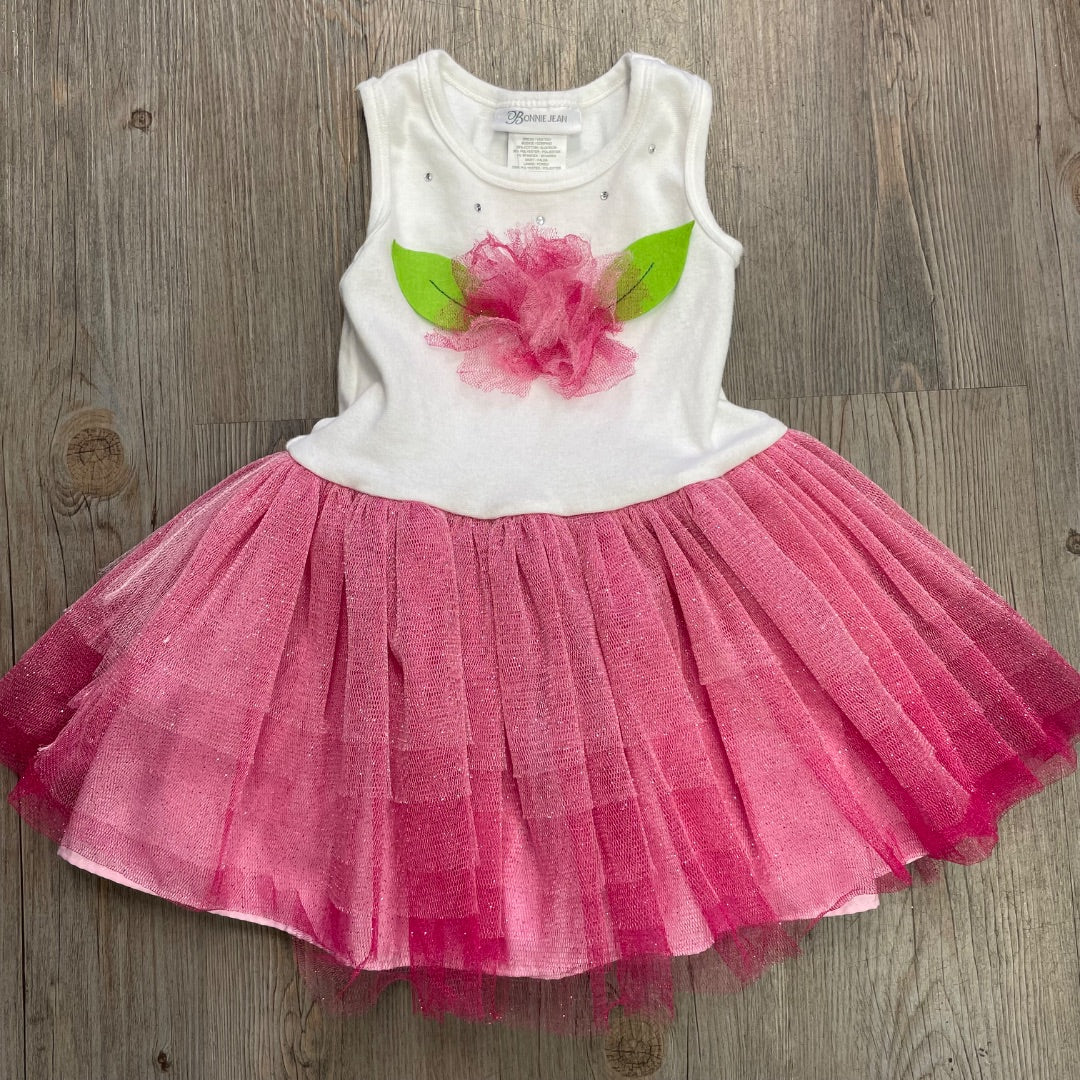 Pink White Bonnie Jean Glitter Dress, 2Y