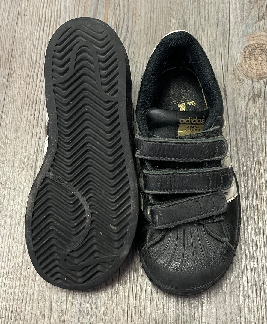 Black Adidas Velcro Shoes, 11Y