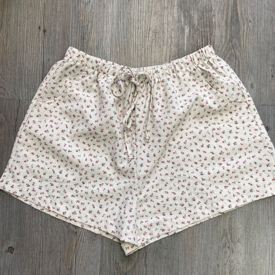Beige Floral Shorts, 12-14Y