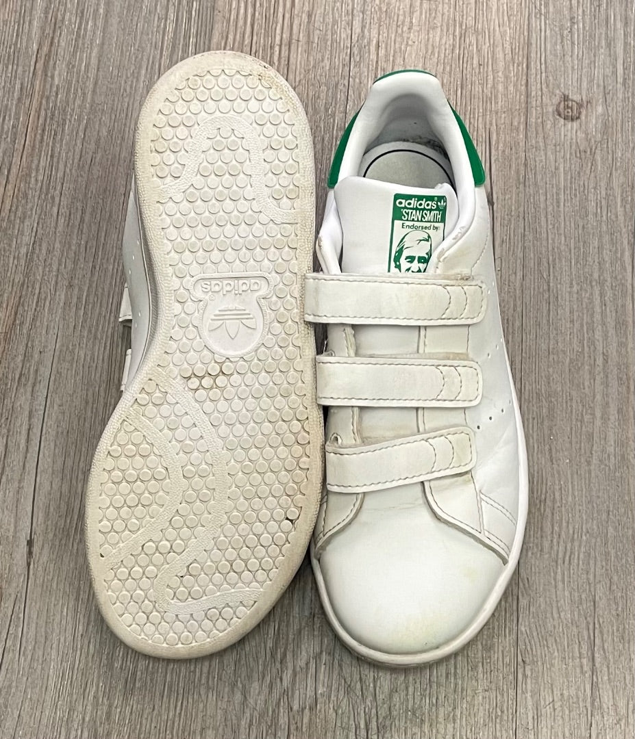 White Adidas Velcro Shoes, 2Y