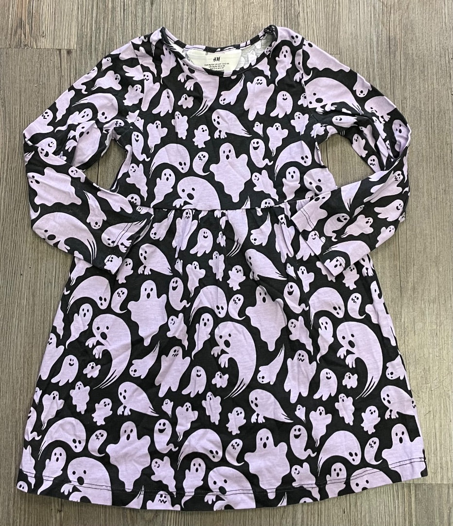 H&M LS Dress Lavander/ Black 2-4Y