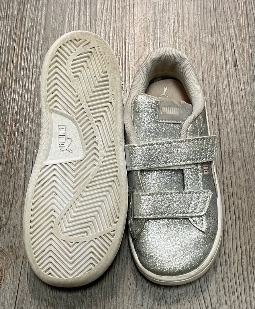 Grey Puma Velcro Glitter Shoes, 10T