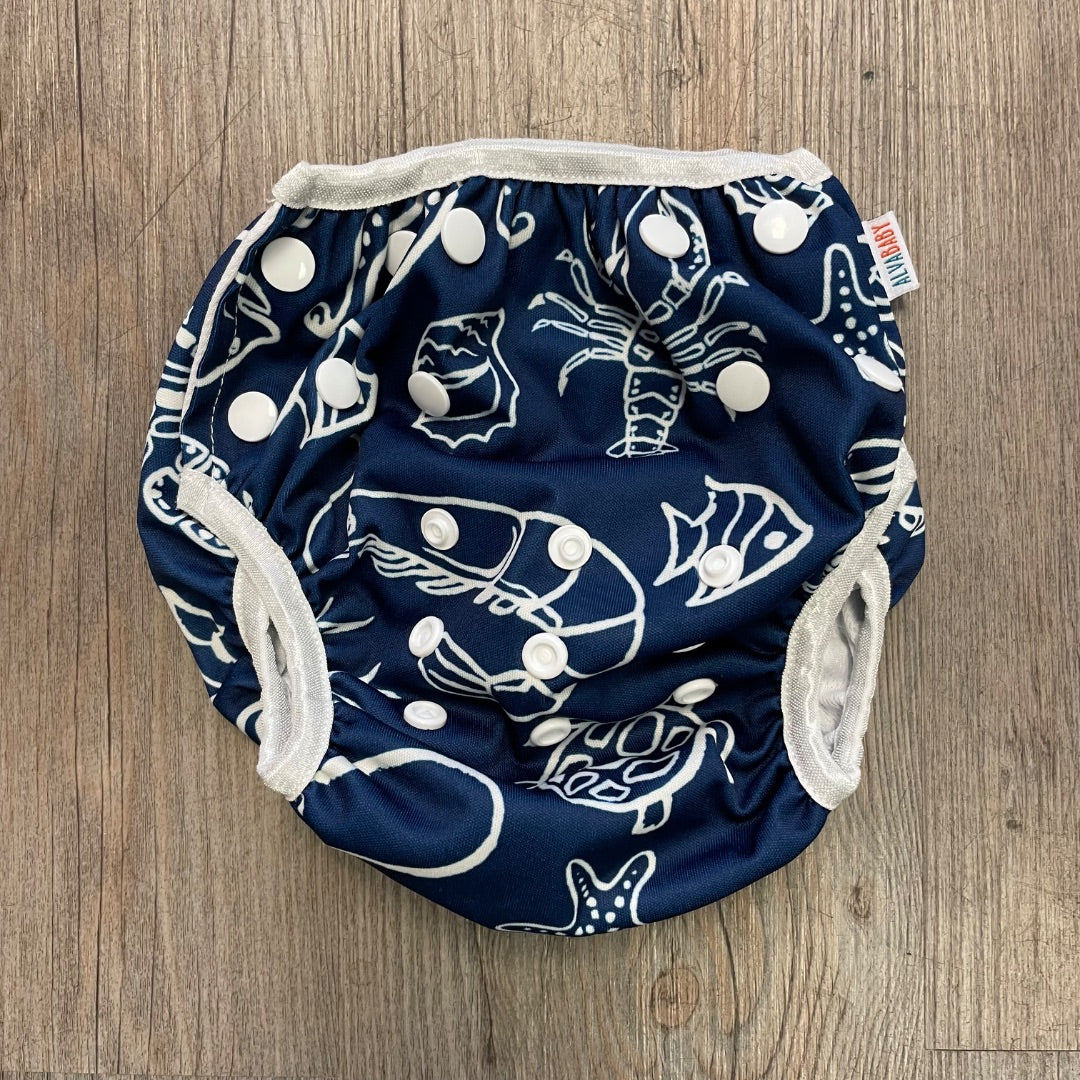 Navy Alva baby Swim Diaper, 6M