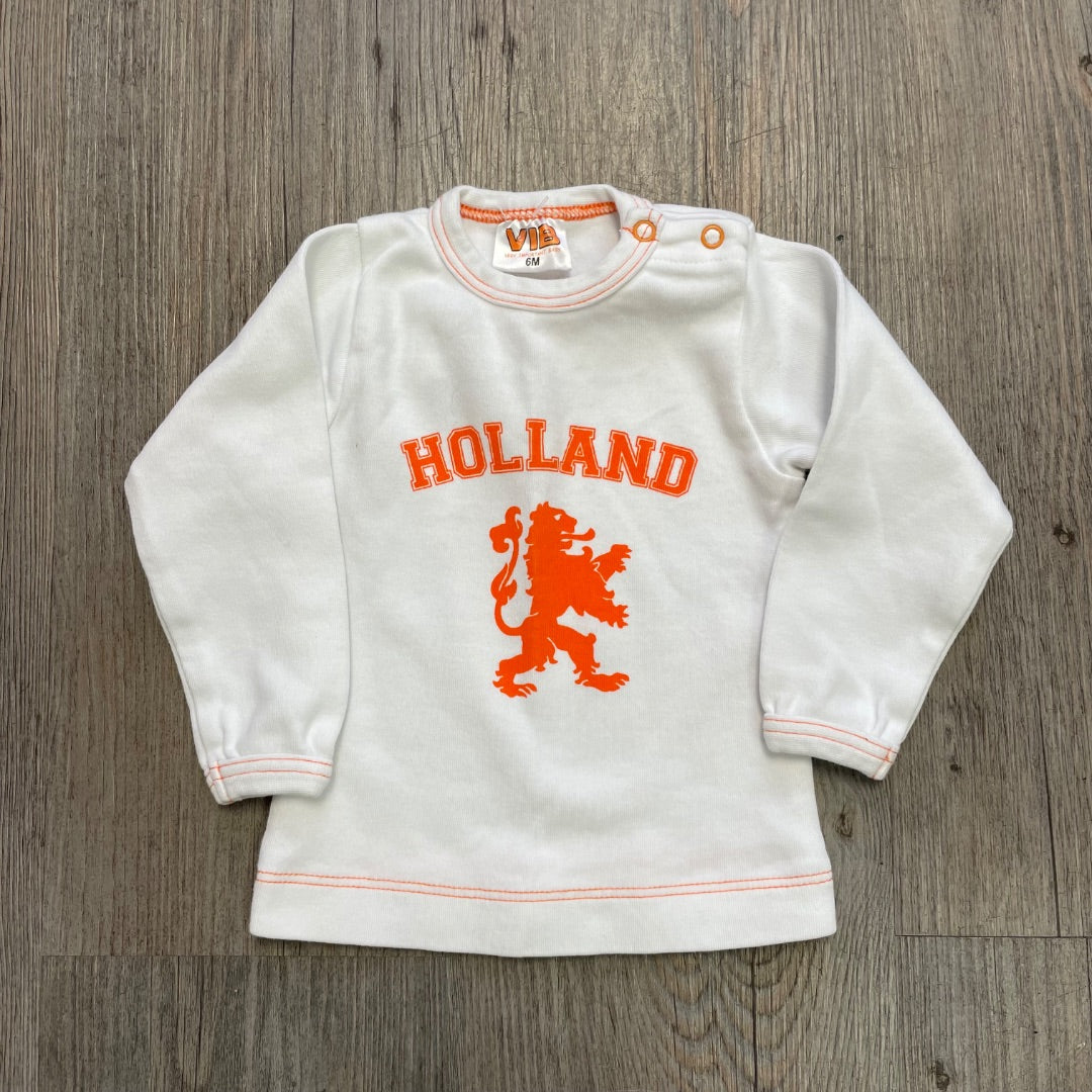 White Holland Print VIb LS Top, 6M
