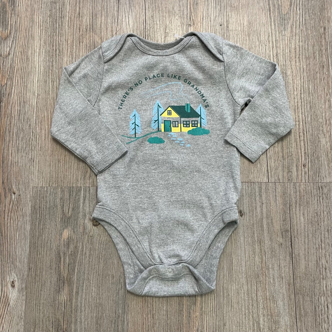 Grey Old Navy LS Baby Onesie, 6-12M