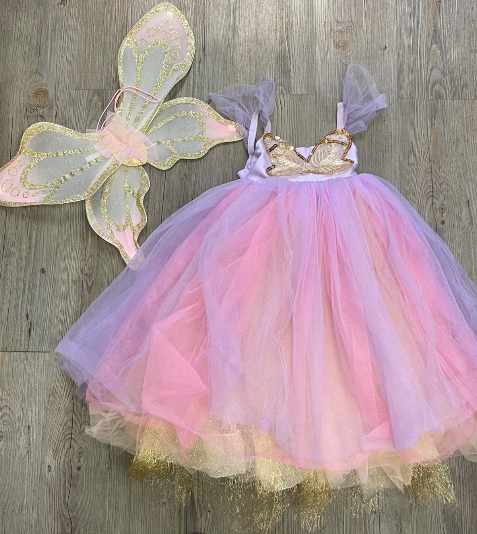 Pink Pottery Barn Butterfly Fairy Costume, 3-4Y