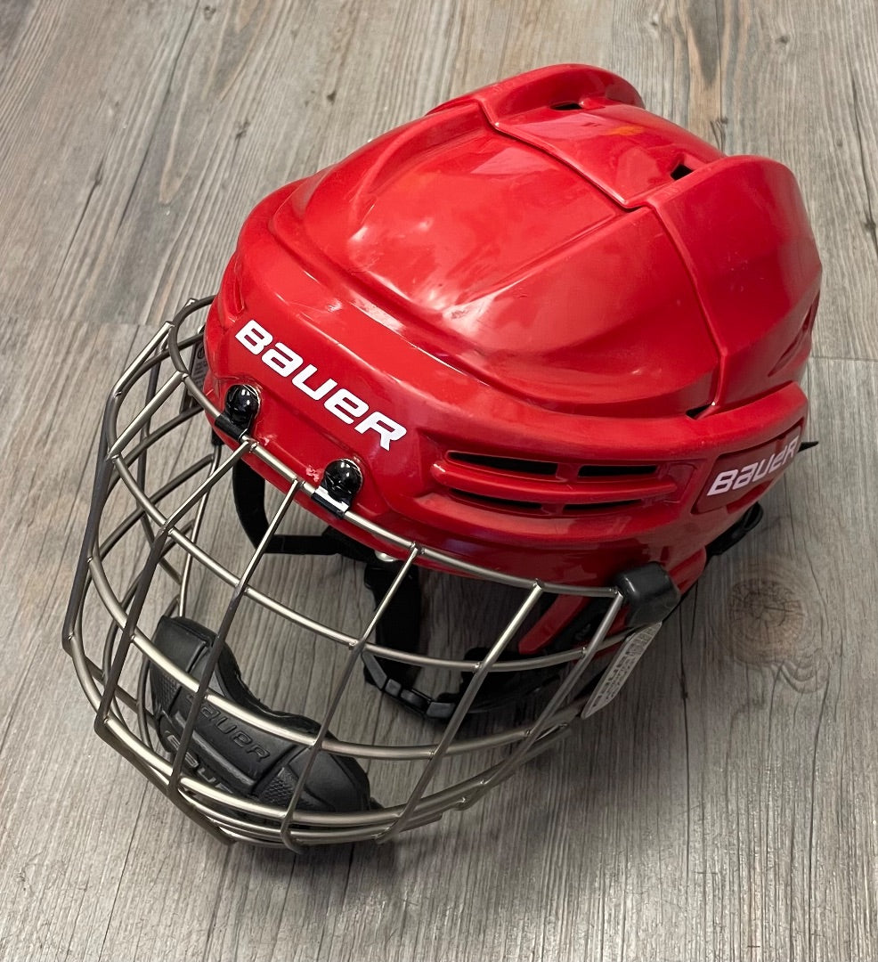 Red Bauer Hockey Helmet, 48-53.5 CM