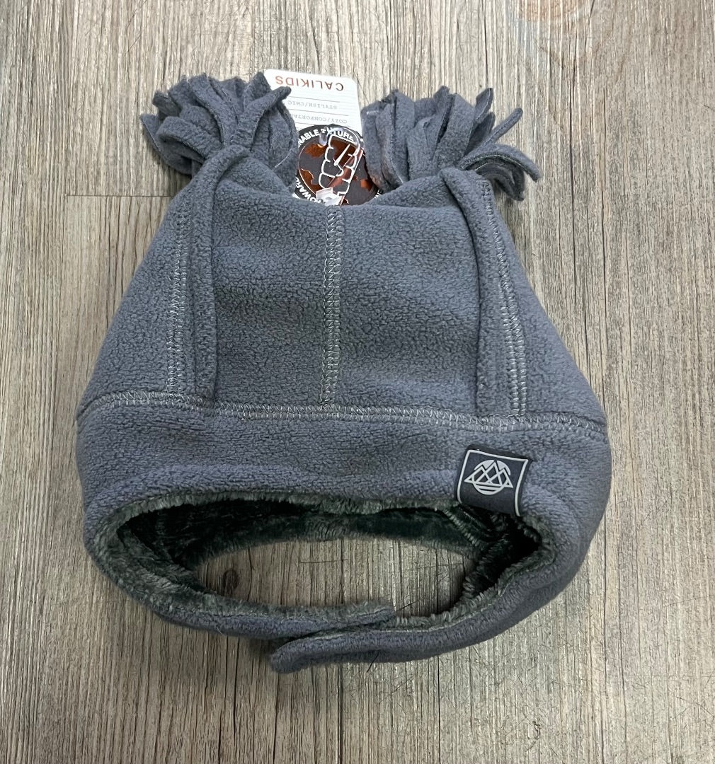 Grey CaliKids Fleece Windproof Tassle Hat, 9-18M