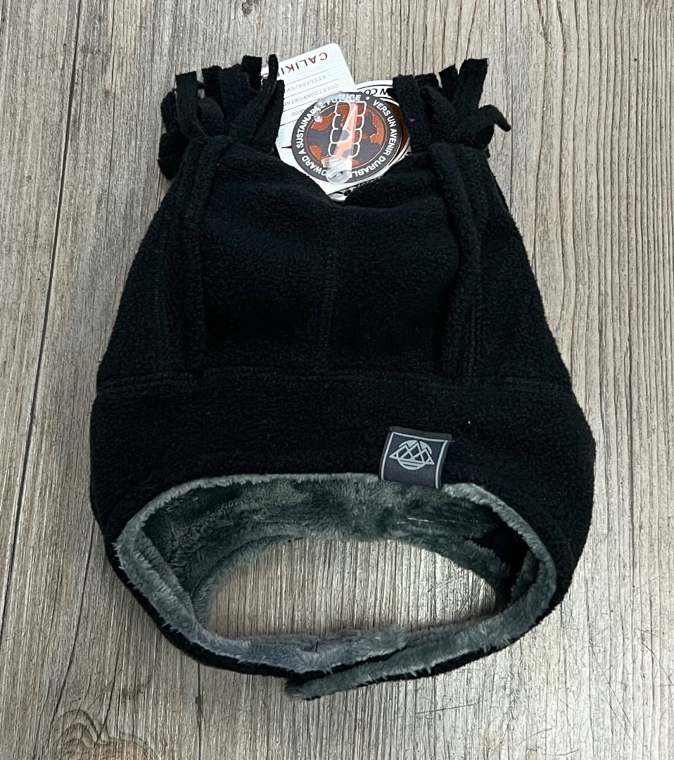 Black CaliKids Fleece Windproof Tassle Hat, 9-18M