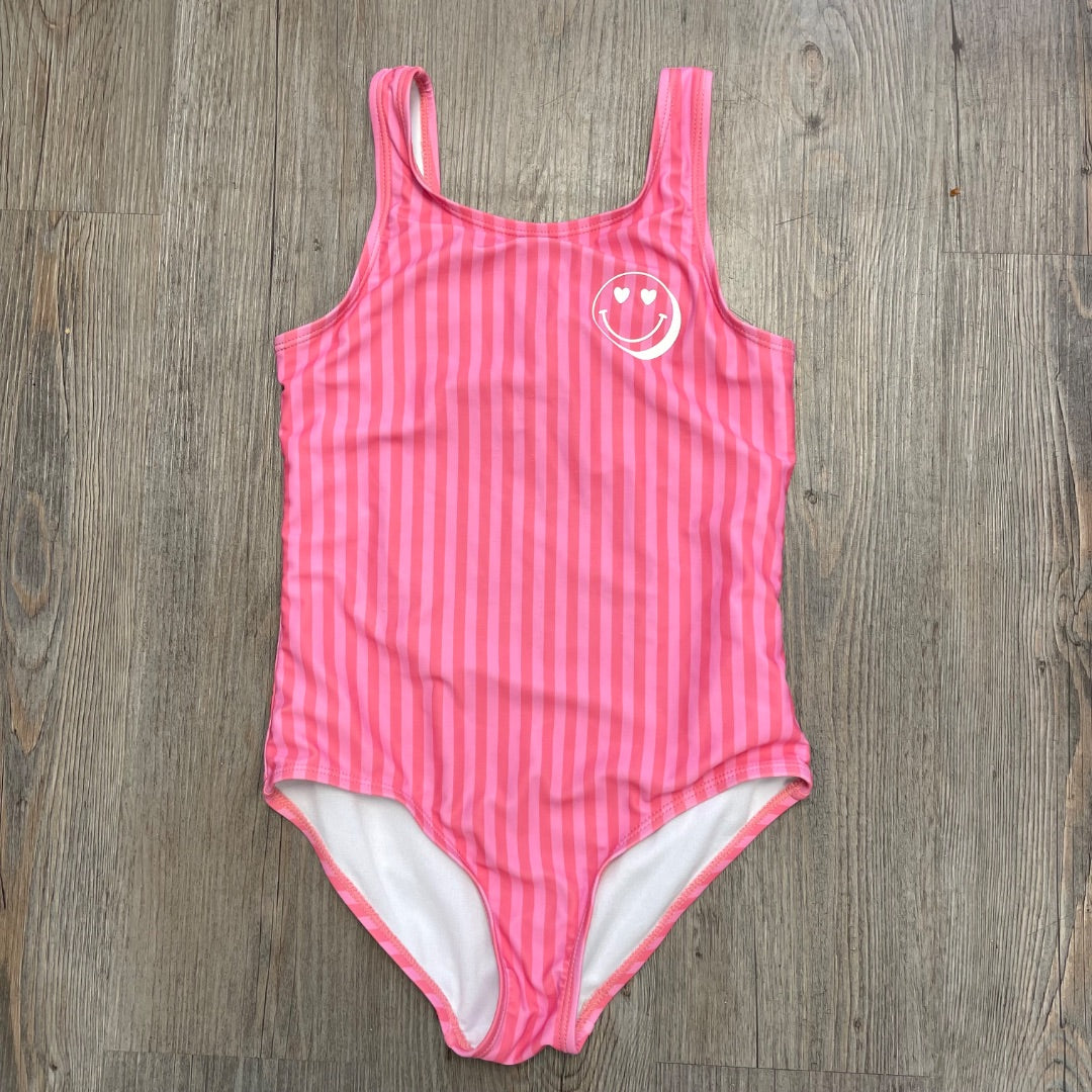 Pink Stripe Joe Fresh Onepiece Bathing Suit, 7-8Y