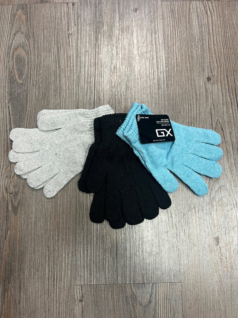 Baby Blue Black Grey Gertex 3 Pk Knit Mittens, 4-6X