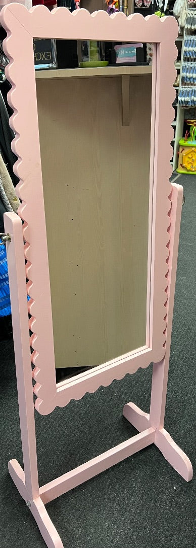 Pink Wooden Free Standing Mirror