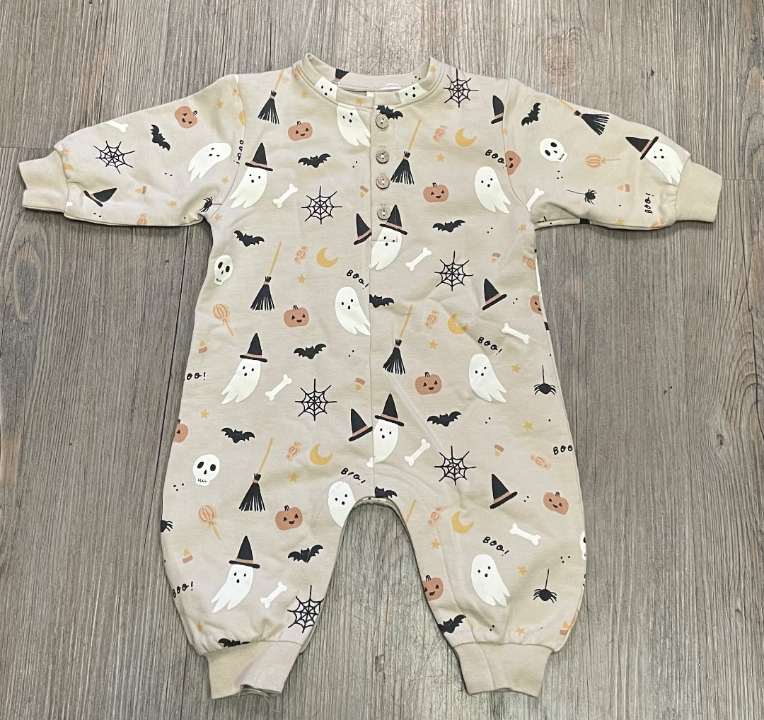 Warm Grey Quincy Mae Relaxed Fleece Jumpsuit, 3-6M