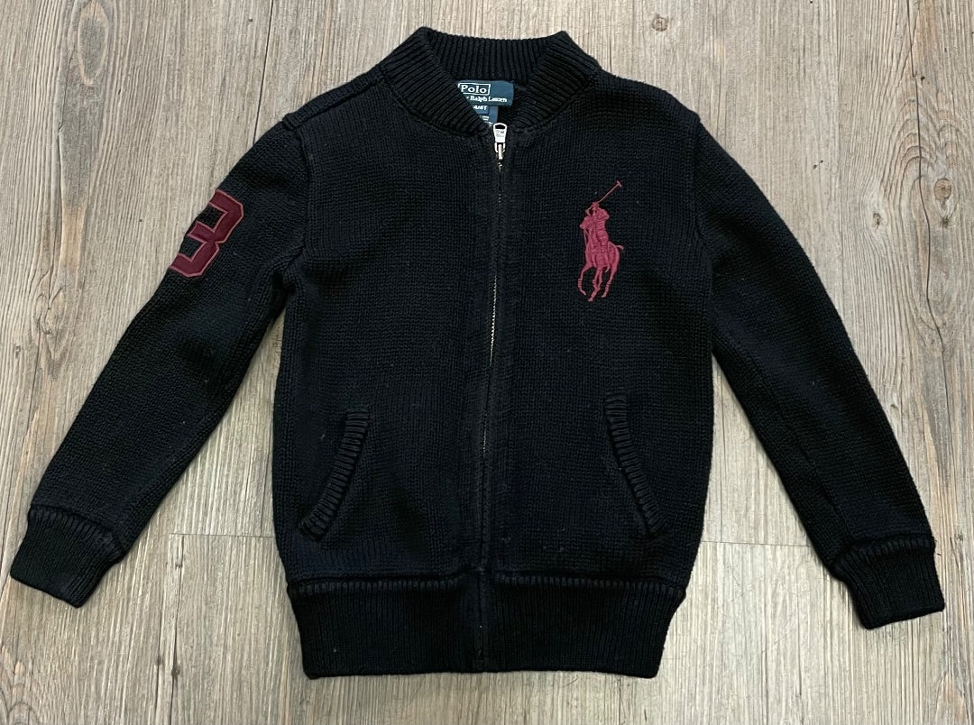 Black Polo Ralph Lauren Knit Zip Sweater, 4Y