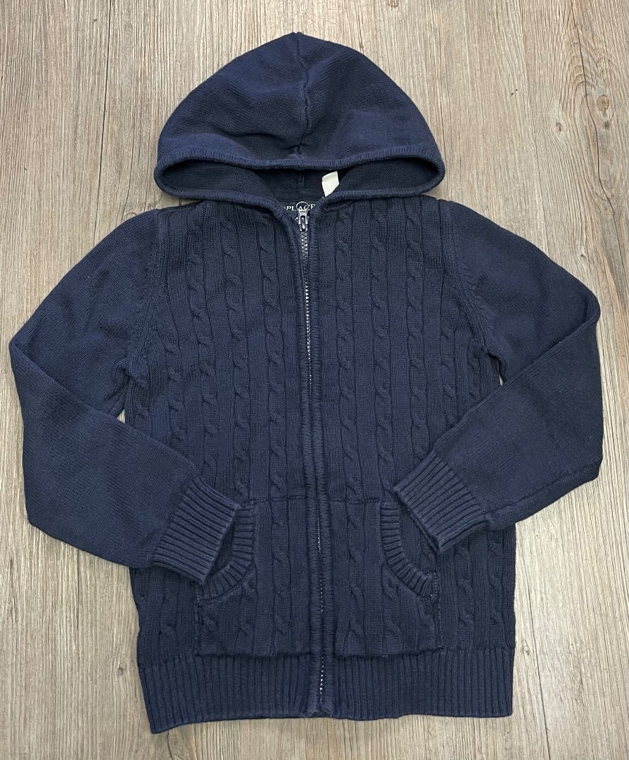 Navy Childrens Place Zip Knit Hoodie, 7-8Y