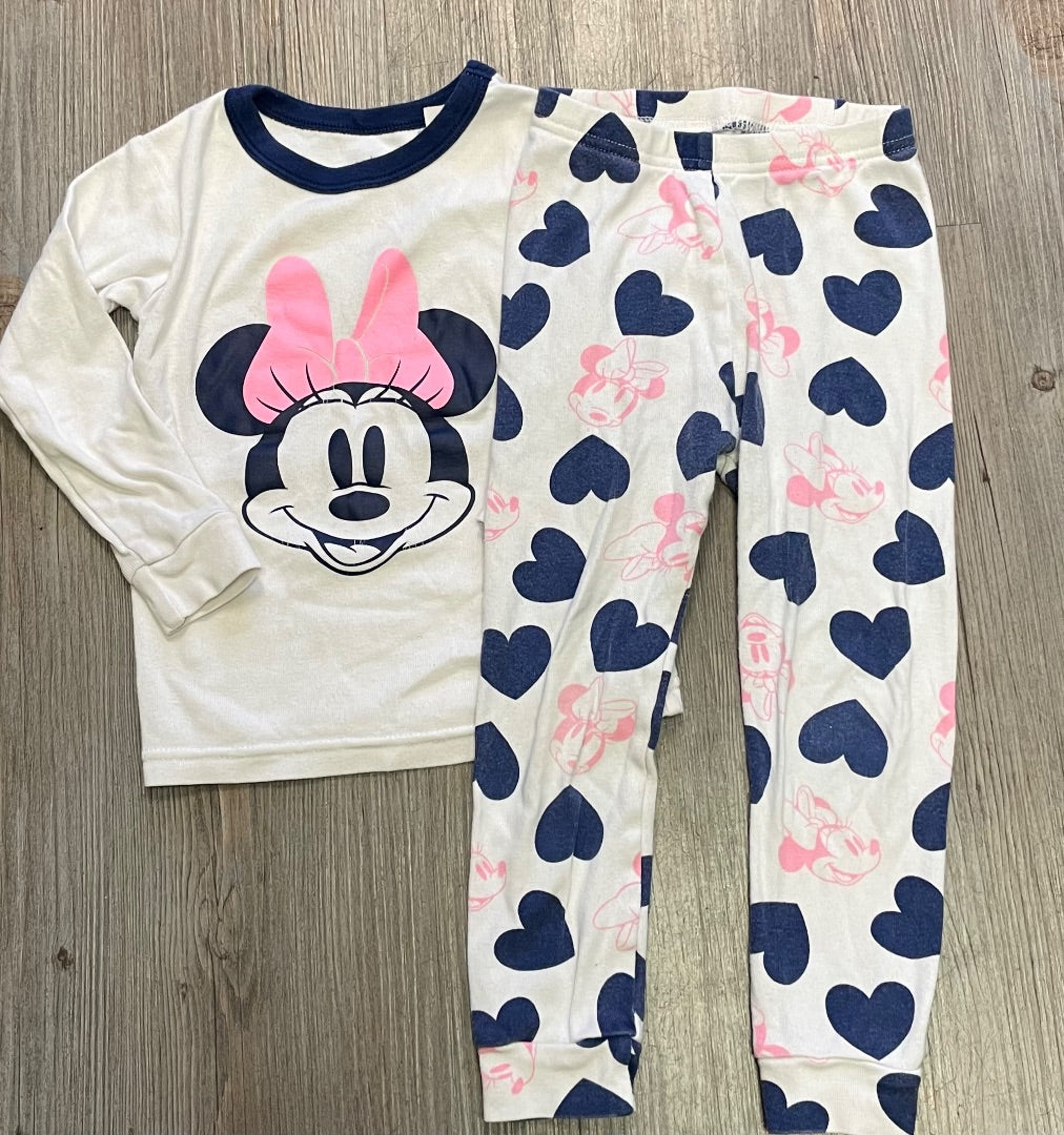 White/Navy Disney Minnie Mouse 2 Pcs PJ's, 3Y